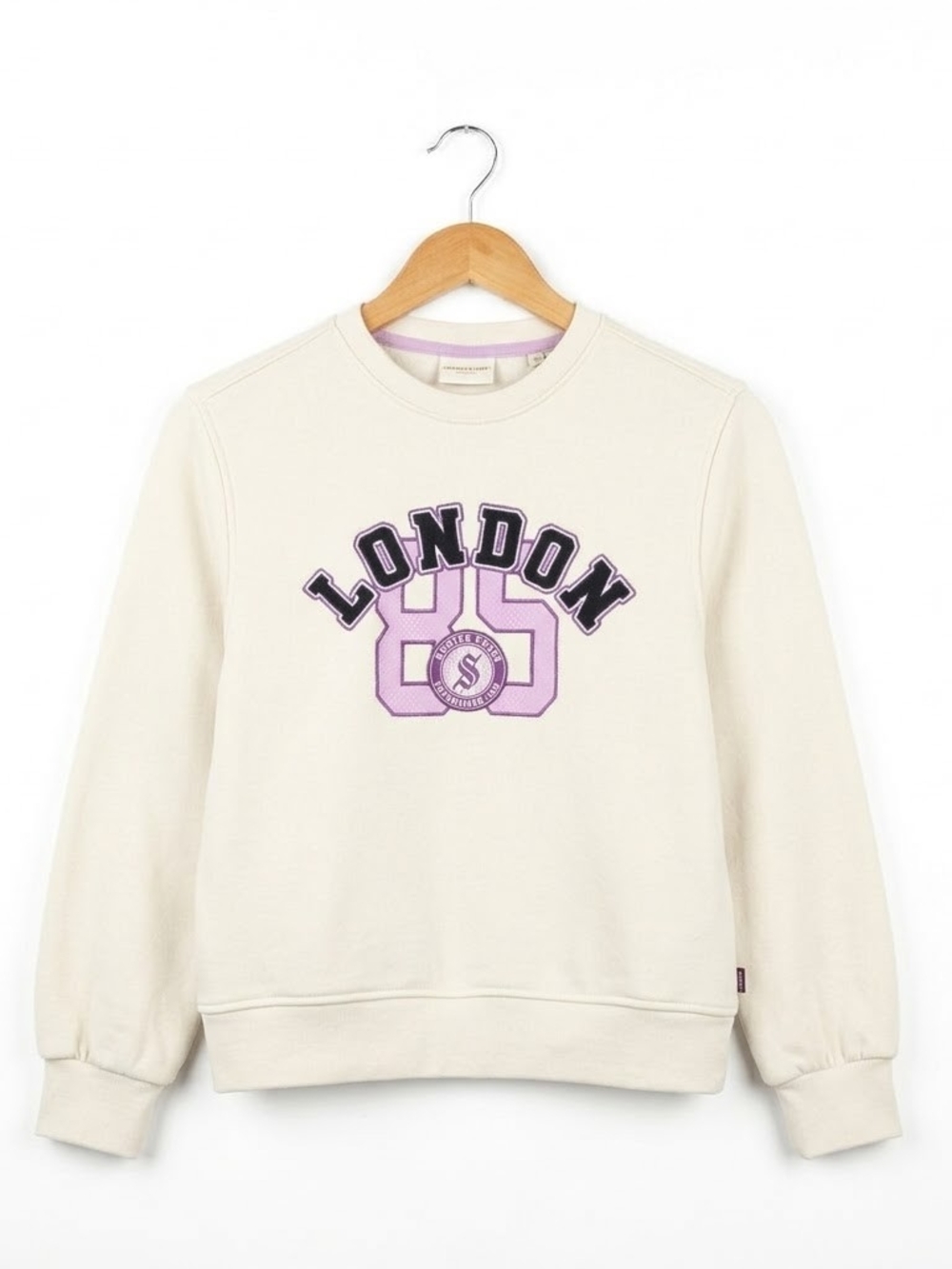 SCOTCH & Soda London 85 Girl's 10-12 Cream Crewneck Casual Graphic Sweatshirt